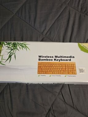 Wireless Multimedia Bamboo Keyboard - Natural Bamboo ***No Mouse**